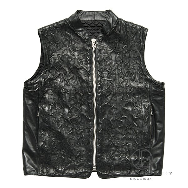 クロムハーツ CHROME HEARTS セメタリー クロスパッチ ダガージップ レザー ベスト 中古 その他