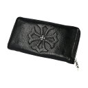クロムハーツ【Chrome Hearts】レクタンギュラーFジップウォレット #2 w/トリムCHプラスパッチ/ウィンドウズ ブラック