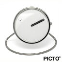 ピクト 置き時計 PICTO 45mm ホワイト ポリッシュド スティール ベゼル