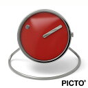 ピクト 置き時計 PICTO 45mm レッド ポリッシュド スティール ベゼル