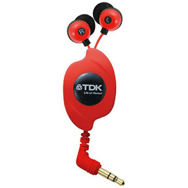 TDK 【アウトレット品】コード巻き取り機能付きカナル型イヤホン(レッド)　TH-EC13…...:biccamera:10426645