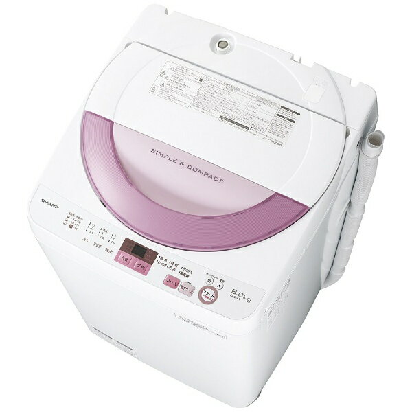【標準設置費込み】 シャープ 全自動洗濯機 （洗濯6.0kg）　ES-GE6A-P ピンク系