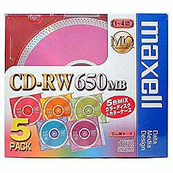 マクセル1〜4倍速対応　データ用CD-RWメディア（650MB・5枚）　CDRW74MIX.1P5S [CDRW74MIX.1P5S]