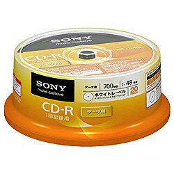 ソニー1〜48倍速対応 データ用CD-Rメディア （700MB・20枚）　20CDQ80GPWP [20CDQ80GPWP]