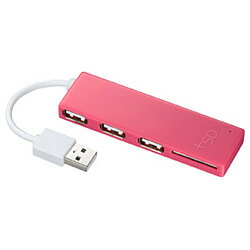 サンワサプライUSB2.0ハブ [SDカードリーダー付] （3ポート・バスパワー・ピンク） USB-HCS307P [USBHCS307P]