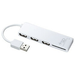 サンワサプライUSB2.0ハブ [SDカードリーダー付] （3ポート・バスパワー・ホワイト） USB-HCS307W [USBHCS307W]