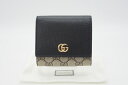 ☆安心の3大保証☆ Aランク ≪GUCCI グッチ /二つ折り財布≫ 598587 GGマーモントミディアム ウォレット ベージュ ブラック 未使用品 送料無料 【中古】