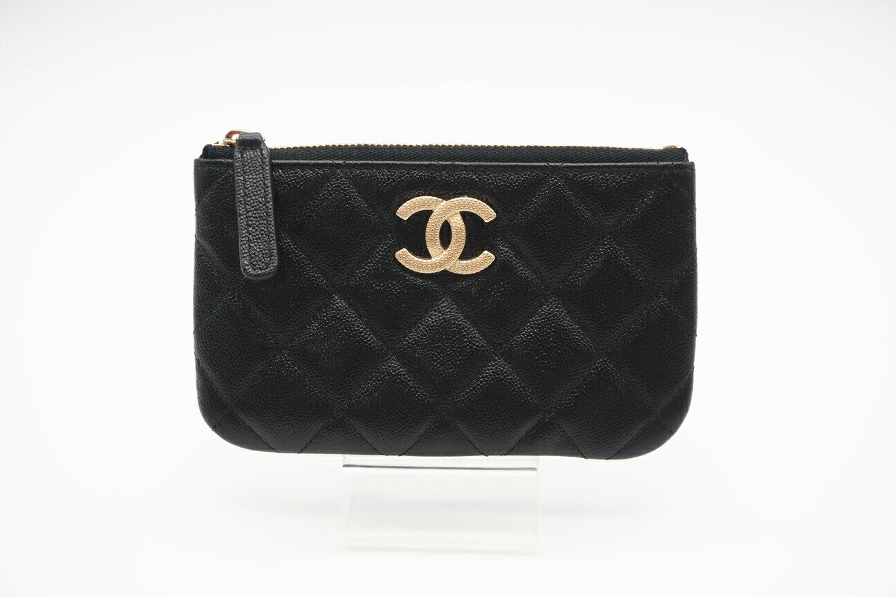 ★3日以内返品可★ CHANEL シャネル AP2967 キャビアスキン キルティング ココマーク スモールポーチ ブラック コインケース【中古】