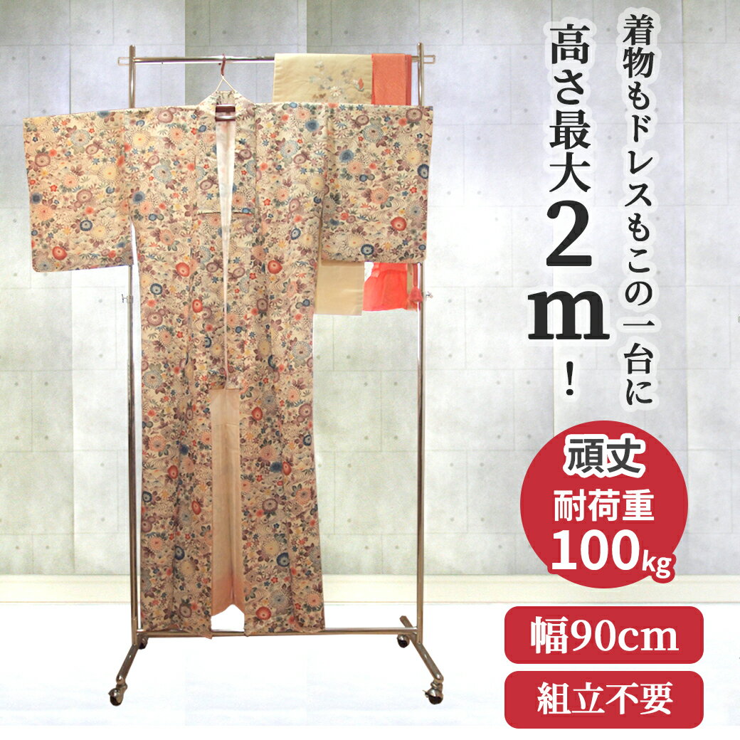 背の高い ハンガーラック 高さ2m 幅90cm 耐荷重100kg 組立不要 業務用 頑丈 S-Class900H ハイハンガー 着物ハンガーラック スリム シンプル ドレス収納 パイプハンガー 着物収納 リサイクルショップ 洋服ラック コートハンガー 送料無料 ショップ 店舗 事業所 高耐荷重