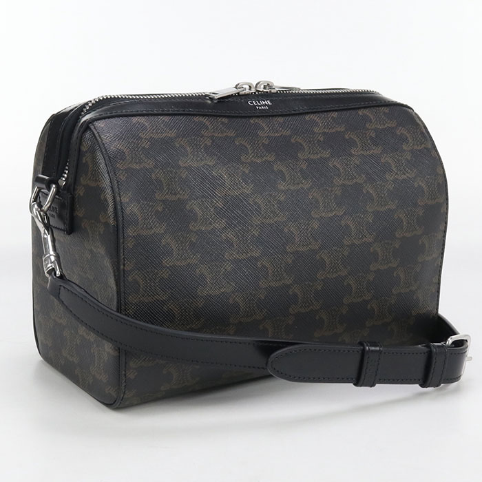 【中古美品】CELINE セリーヌ ミニボストン 120502FQM.38SI トリオンフキャンバス メンズ ブラック