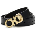 フェラガモ FERRAGAMO ガンチーニ メンズ レザー ベルト 67-5542 0586940 NERO/HICKORY ブラック ブラウン系 メンズ men's