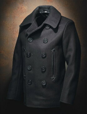 ★BUZZ RICKSON'Sバズリクソン WILLIAM GIBSON ウイリアム・ギブソンコレクション★『WILLIAM GIBSON COLLECTION TYPE BLACK PEA COAT』ENLISTED MAN'S OVERCOAT ブラック ピーコート BR12394ピーコート　ミリタリー01 BLACK