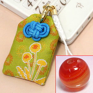 12.14PM20:00から12.16AM1:59まで1500円以上で送料無料!◆天然石ﾋﾞｰｽﾞ付き御守りｽﾄﾗｯﾌﾟ『みんなのお守り』【活】たんぽぽ/はつらつｶｰﾈﾘｱﾝ ZS-OMA-0115