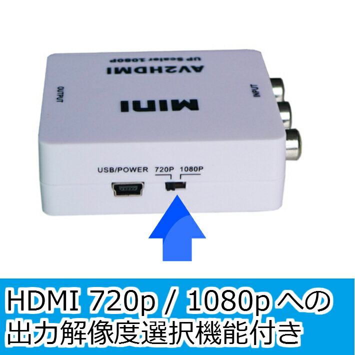 アナログビデオ(黄・コンポジット)映像出力しか搭載されていない古いAV機器と、HDMI端子を搭載している最新の映像機器をつなぐための変換