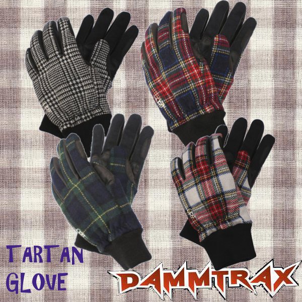 【ダムトラックス】タータンチェック お洒落 防寒防水 グローブ★TARTAN-GLOVE タータン グローブ DAMMTRAX