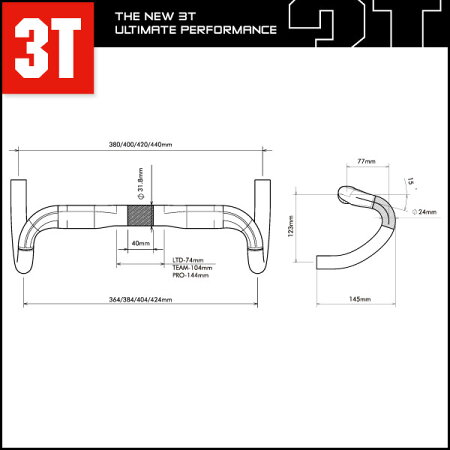 3TERGONOVATEAM【ドロップハンドル】【ロード用】【女性にお勧め】【スリーティー】【クランプ計:31.8mm】
