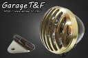 ビラーゴ250(VIRAGO) 4.5インチバードゲージヘッドライト(ブラック/真鍮)&ライトステー(タイプA)キット ガレージT&F