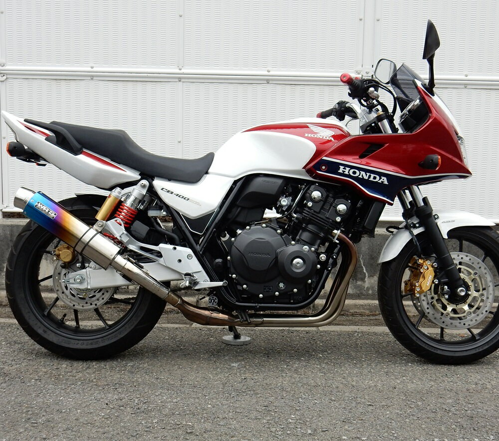 CB400SF・SB（EBL-NC42） ステンレスラウンドリアエキゾーストマフラー 焼き色チタン WR'S（ダブルアールズ）
