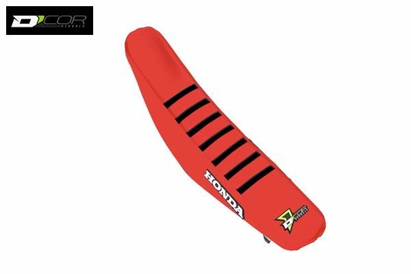 D'COR 30-10-505 リブ付きシートカバー レッド/ブラック(ブラックリブ付き) CRF250R/450R バイク