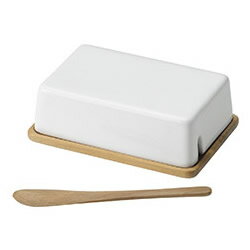 【送料無料】『アカシアウッドシリーズ バターケース ナイフ付き 37-12A』【パセオ バター 保存容器 バターナイフ】の写真