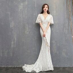 ウエディングドレス マーメイド Wedding Dress ウエディングドレス <strong>袖あり</strong> ウエディング ウェディング 結婚式 マーメード マーメイドドレス 花嫁ドレス 二次会ウエディングドレス 二次会ドレス XS－XL【オーダーメイド可能】wd22f