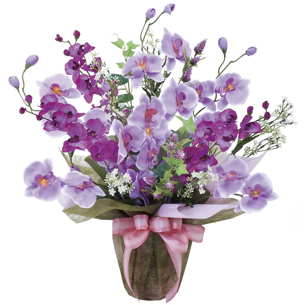 造花アート・アレンジメント　ツインコチョウラン　様々なお祝いへの贈り物、プレゼントに最適　…...:biz-hana:10004033