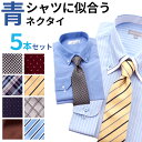 【青系ワイシャツをお持ちの方必見】ブルー系シャツに似合う ネクタイ 5本セット★コーディネート企画★ 【 送料無料 】 無地 チェック 赤 ドット 柄 新品 送料込 通販 プレゼント お祝い ギフト