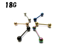 ストレートバーベル 選べる6カラー【18G】内径10mm/ボール径3mm サージカルステンレス316L (ボディピアス/ボディーピアス)18ゲージ(0.8ミリ)トラガス/アンチトラガス/イヤーロブ/コンク/スナッグ/センタータン/タン/ニップル