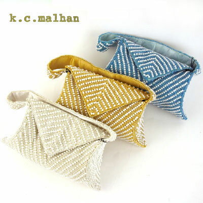 各色ラスト1点!【20%OFF】k.c.malhan ビーズポーチ ・5393302642