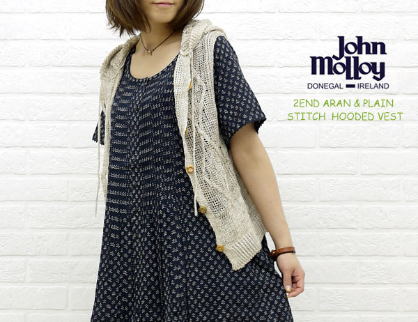 【送料無料】■【10017110】JOHN MOLLOY(ジョンモロイ) 2END ARAN & PLAIN STITCH HOODED VEST・NJM0901-0341101【レディース】【楽ギフ_包装】【RCPmara1207】【全品送料無料】【楽天ポイント最大58倍】【特別セール開催】