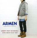 ■【10013603】ARMEN(アーメン) LIBERTY PRINT REVERSIBLE DOWN FRONT SNAP VEST・NAM0856L-0341102【レディース】//