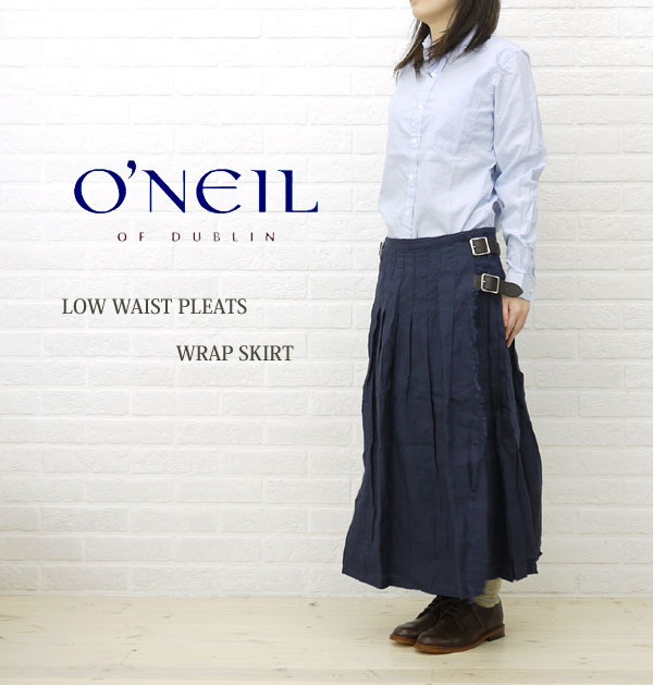 ■【10004025】O'NEIL OF DUBLIN(オニールオブダブリン) LAW WAIST PLEATS WRAP SKIRT・NOD0901-0341201【レディース】//