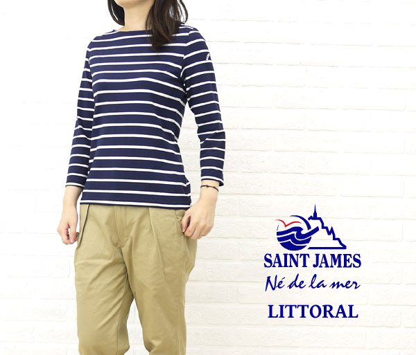 【10025531】SAINT JAMES(セントジェームス) スムース素材ボーダーシャツ・LITTORAL-2141201【m5】【レディース】//