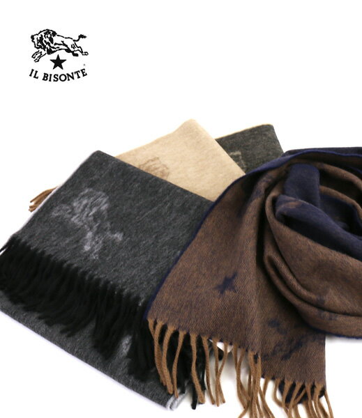 IL BISONTE(イルビゾンテ)アンゴラ混 ウール ロゴ マフラー・5472305181-0061402【メンズ】【レディース】【楽ギフ_包装】【2F】
