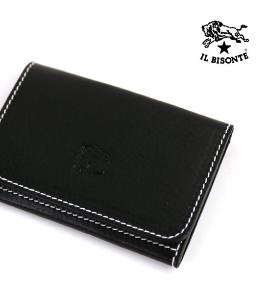 IL BISONTE(イルビゾンテ)ホワイトステッチ レザー カードケース・5442300293-0061402【メール便可能3】【メンズ】【レディース】【楽ギフ_包装】