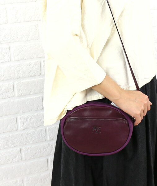 IL BISONTE(イルビゾンテ)ヌバックレザー ソフトレザー ラウンド ショルダーバッグ ポシェット・5442407511-0061402【レディース】【楽ギフ_包装】【--】