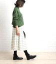 【グランマ・ママ・ドーター GRANDMA MAMA DAUGHTER by KATO'】ウール混フラノ チェック プリーツ タック ロングスカート・GK630012-0361602【レディース】【◎】