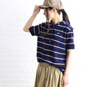 【ラコステ LACOSTE】コットンピケ ボーダー 半袖 フーデッド ポロシャツ プルオーバーパーカー STRIPED PIQUE・PF3075L-0241801【レディース】【◎】