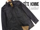 【中古】良品▼テットオム ハルプ エポレット付 ゴートレザージャケット TETE HOMME HALB メンズ M 山羊革 ダークグレー