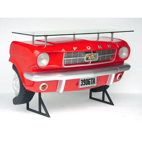 代引不可-バーテーブル-Mustang-（赤）ライト点灯Mustangをモチーフにしたバーテーブル！ マスタング　ムスタング