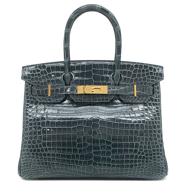 エルメス ハンドバッグ バーキン30 ポロサス ブルー 青 クロコ 中古