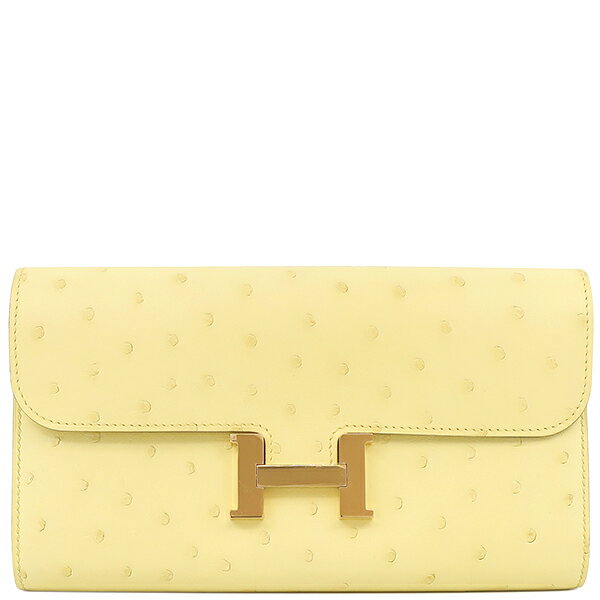 エルメス 長財布 コンスタンス トゥーゴー オーストリッチ イエロー 黄色 中古