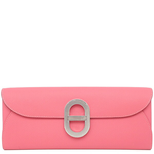 エルメス 長財布 シェーヌダンクル トゥーゴー ヴォーエプソン ピンク ショルダー 中古