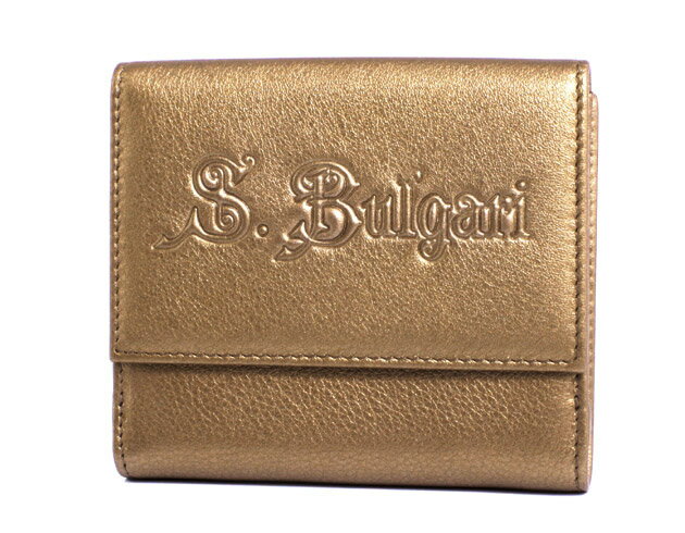 ブルガリ ソティリオ・ブルガリ メタリックカーフレザー 二つ折財布 ブロンズ 32851