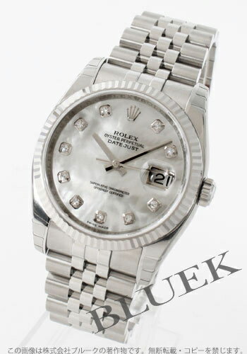 【5年保証付】ロレックス Ref.116234G デイトジャスト WGベゼル 5連ブレス ダイヤインデックス ホワイトシェル メンズ【腕時計】【時計】