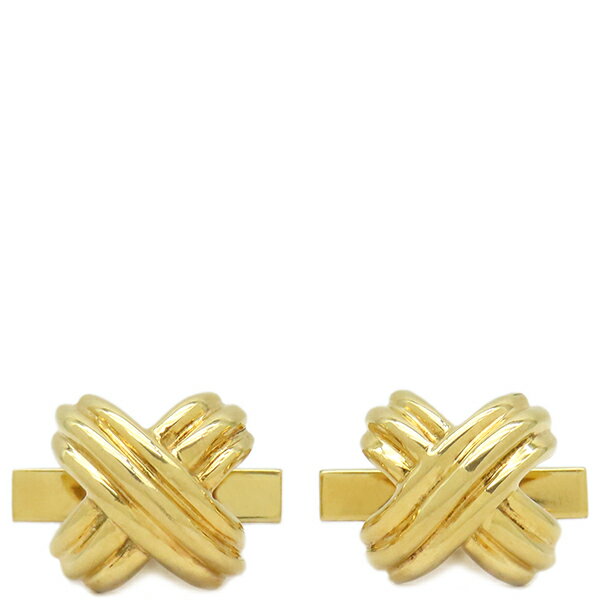 ティファニー カフス K18YG ゴールド T&Co. Au750 18K カフリンクス カフスボタン シグネチャー クロス X 中古
