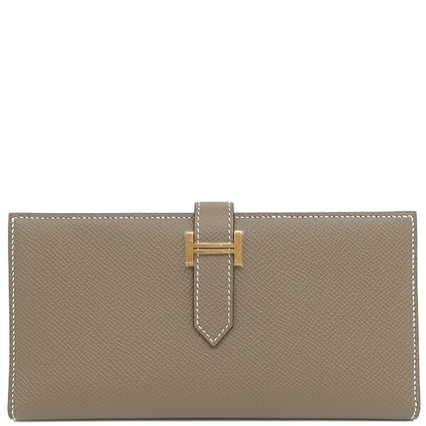 エルメス 長財布 ベアンスフレ ヴォーエプソン グレー未使用 グレージュ 二つ折り財布 中古