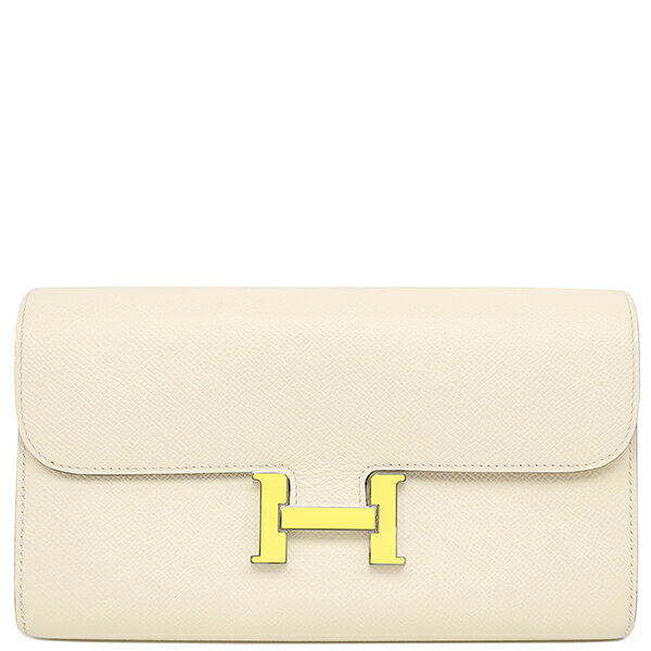 エルメス 長財布 コンスタンス ロング トゥー ゴー ヴォーエプソン ベージュ オフホワイト 二つ折り財布 中古