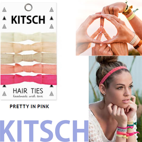 KITSCH/キッチュ カリフォルニア発キュートなヘアゴム Hair Tie カラフル 無地 プリント ヘアタイ ヘアゴム 5本セット PRETTY IN PINK【あす楽】
