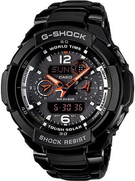 【G-SHOCK腕時計】CASIO スカイコックピット 日本未発売モデル　メンズパイロットクロノグラフ腕時計 オールブラック G-1250BD-1A【540】【RCPmara1207】